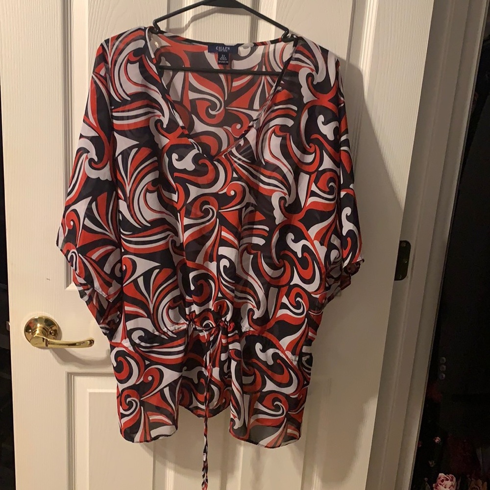 Chaps blouse Red, a white and Blue